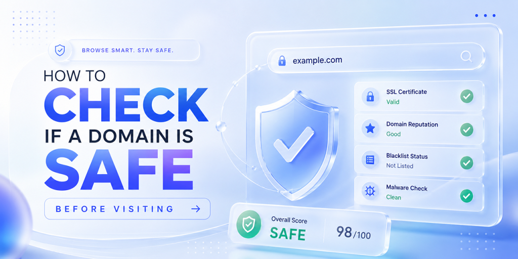 How to check if a domain is safe before visiting using WHOIS, DNS, SSL certificates, and blacklist checks.
